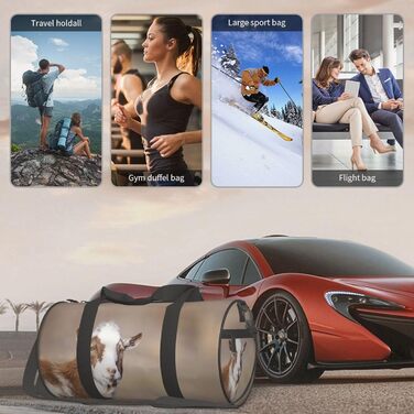 Спортивно-дорожня сумка з козячим мотивом, чорна, універсальний розмір