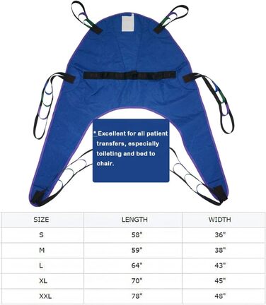 Туалетний ремінь, Підйомний ремінь для підйому пацієнта, Розділений ремінь для ніг, Підйомне обладнання для людей похилого віку, Багаторазовий важкий переносний ремінь для людей похилого віку з обмеженими можливостями Blue XX