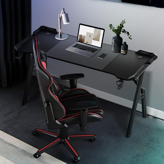 Ігровий стіл Storeo Imp, 140 x 60 см, МДФ / сталь / вуглецеве волокно, чорний