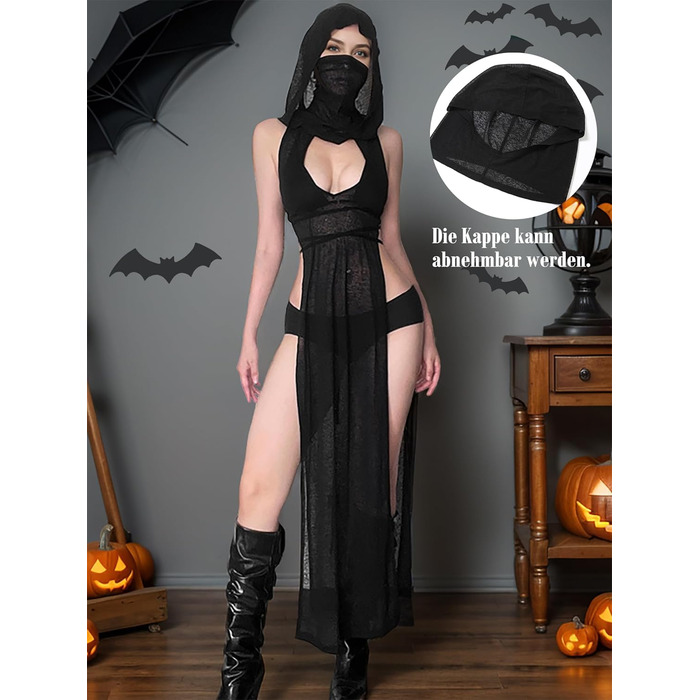 Жіноча сукня Mingnos, прозора, з подвійними високими розрізами, чорна, розмір S