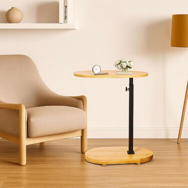 С-подібний журнальний столик, що обертається на 360 та регулюється по висоті, невеликий столик з бамбука та металу, журнальний столик для вузьких приміщень, дерев&39яний журнальний столик для вітальні та спальні, колір бамбука