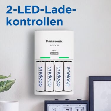 Зарядний пристрій eneloop Basic, для 2-4 нікель-металгідридних акумуляторів типу AA/AAA, час заряджання 10 годин, 6 функцій безпеки