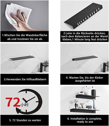 Полиця для душу Bestdon Полиця для душу без свердління, 2 шт. Полиця для ванної кімнати, Полиці для душових кошиків Алюмінієва сам