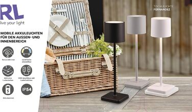 Набір бездротових LED-настільних світильників Reality Fernandez R54096677, 6 шт. з зарядною станцією, метал/пластик, сірий, 1.5 Вт