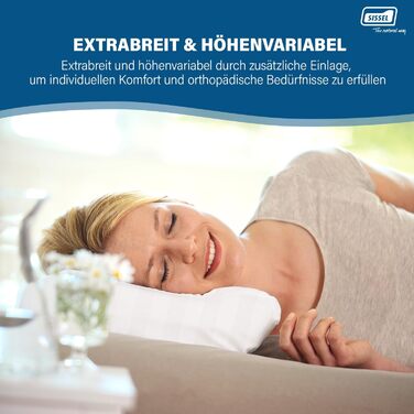 Подушка для шиї SISSEL Soft Deluxe Атласний чохол, який можна прати при 40C В&39язкопружна піна Надзвичайно широка та регульована по висоті Оптимальний комфорт сну Зроблено у Швеції 63x33 см 5-річна гарантія