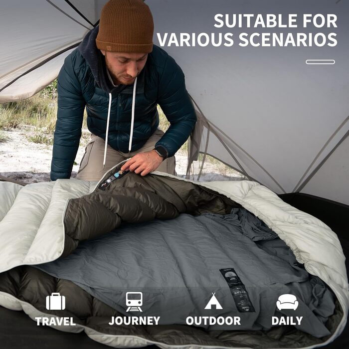 Ковдра для спального мішка Naturehike Ultralight (лише 128 г) з внутрішнім спальним мішком малого розміру для походів, хостелів, котеджів, кемпінгу - синя