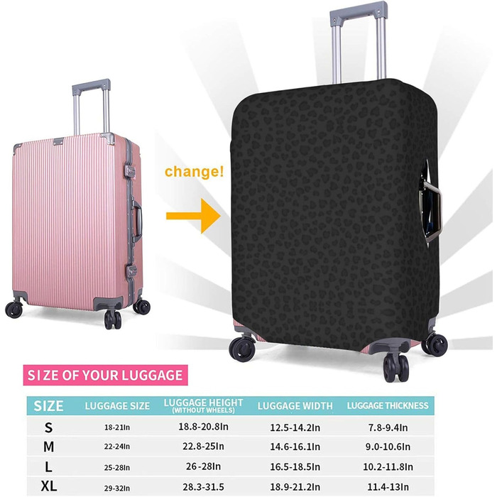 Валіза великого розміру (XL) з леопардовим принтом, білого кольору, пилонепроникна, з захистом для багажу. Аксесуари для подорожей.