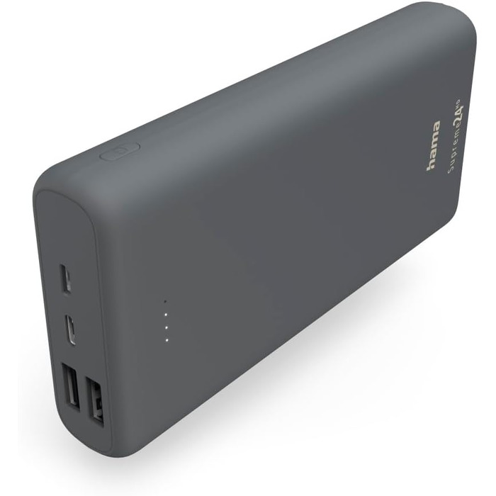 Зовнішній акумулятор з USB C 2 шт. USB A, сертифікований Power Pack, акумулятор для мобільного телефону, планшета, Bluetooth-колонок тощо, портативний зарядний пристрій маленький і потужний) сірий, 24000mAh (