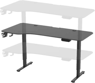 Письмовий стіл з регульованою висотою Oxnard 160 x 75 см, електричний стіл з функцією пам&39яті, робочий стіл до 80 кг, комп&39ютерний стіл з підставкою для чашок, гачок для навушників, алюмінієва рама, чорний колір