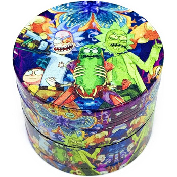 Шліфувальна машина Rick and Morty з 4 частин 50 мм подрібнювач спецій з цинкового сплаву Міцні подрібнювачі сушених трав з маленькою лопаткою для пилку з магнітною застібкою для ідеального закриття