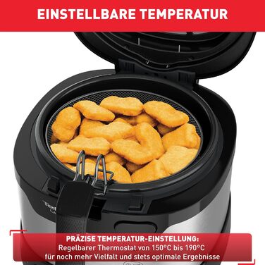 Фритюрниця Tefal Uno M FF215D 1470 Вт місткість 1 кг регульований термостат оглядове вікно положення зливу нержавіюча сталь/чорний