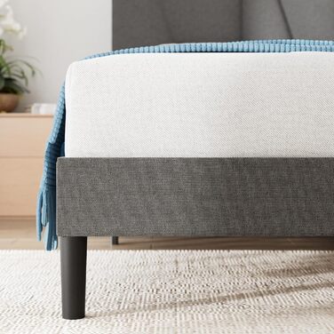 Ліжко Zinus Maya з м&39якою поверхнею 180x200 см з узголів&39ям - Високе ліжко 30 см 180x200 з дерев&39яною рейковою основою - Компактне пакування та легке складання - Темно-сірий 180200 см