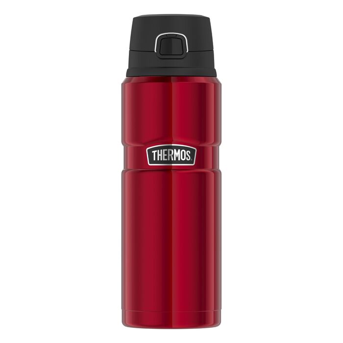 Термос-пляшка THERMOS STAINLESS KING, червона, 0,70 л - Нержавіюча сталь, абсолютно герметична, зберігає напої гарячими протягом 15 годин і холодними протягом 24 годин, можна мити в посудомийній машині, пляшка для чаю, кави та води, без BPA, полірована жу