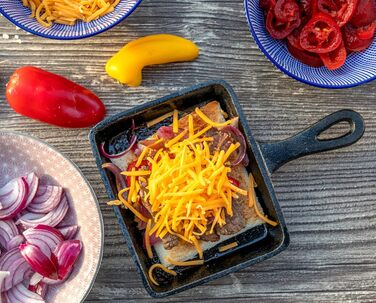 Чавунні сковороди для раклету BBQ-Toro (6 шт. ) 12,5 х 18 см вже згоріли - попередньо приправлені Змінні сковороди для раклету, сковороди для сервіровки, аксесуари для гриля, чавунні сковороди, сковороди-гриль