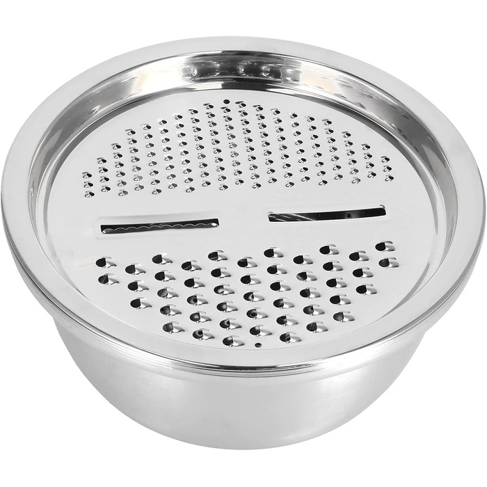 Таз з нержавіючої сталі QANYEGN з теркою, багатофункціональний кошик для зливу, терка для овочів, чаша для салатниці для кухонного інструменту (натуральний колір)