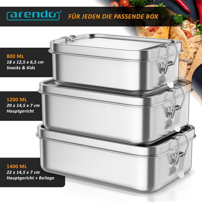 Ланчбокс з нержавіючої сталі 1200 мл з відділеннями два знімні роздільники герметичний завдяки силіконовій прокладці безпечна для харчових продуктів нержавіюча сталь для дітей та дорослих