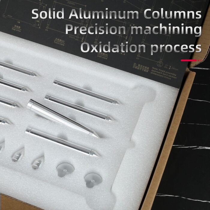 Стійка для аудіокомпонентів Hi-Fi - міцна алюмінієва рама та міцні алюмінієві колони, аудіостійка для Hi-Fi підсилювачів/ЦАП/передпідсилювачів, компактний настільний органайзер для домашніх аудіосистем