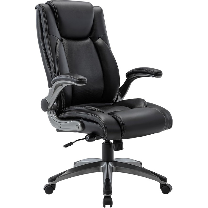 Ергономічне офісне крісло COLAMY Black-02 Classic, штучна шкіра, чорний