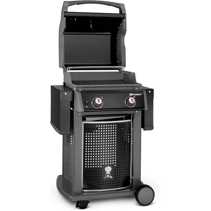 Газовий гриль Weber Spirit E-210 Classic, 2 пальники, площа гриля 51 x 46 см, решітка для підігріву, термометр на кришці, 2 колеса чорний/сріблястий (1500833)