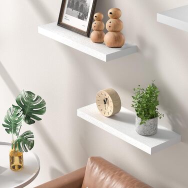 Настінна полиця STOREMIC, Білі настінні полиці 40 см, Комплект із 3 плаваючих полиць білого кольору, Сучасна декоративна полиця з лаконічним покриттям для спальні, кухні, офісу, вітальні тощо. Білий колір 40 x 14 x 3 см