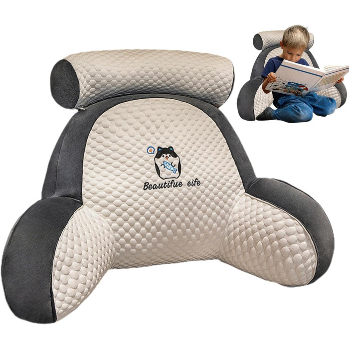 Подушка для читання в ліжко, подушка для читання та відпочинку, зручна подушка з підлокітниками для читання, перегляду телевізора, роботи за ноутбуком, відпочинку 60x40 см A