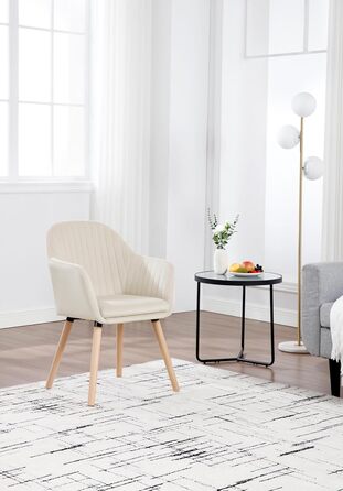 Обідні стільці WOLTU, комплект з , для спальні, кухні, вітальні, м&39які кухонні стільці з підлокітниками, виготовлені з оксамиту та масиву дерева, кремово-білий, комплект з