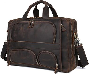 Ділова сумка портфель чоловіча сумка, офісна 17-дюймова сумка для ноутбука, натуральна шкіра великий діловий портфель подорожі ноу