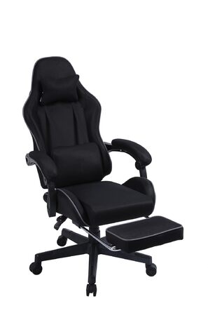 Ігровий стілець з підставкою для ніг - м&39які підлокітники - регульована висота - чорний