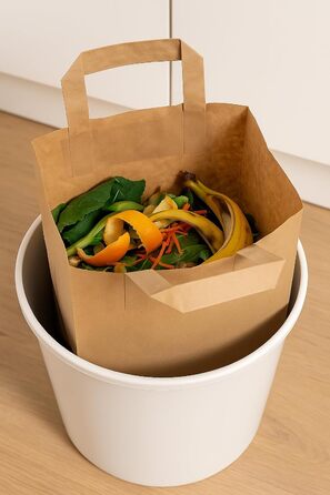 Біорозкладні пакети для сміття з ручками, стійкі до розривів, 10 літрів 50 шт. Біорозкладні пакети для кухонних відходів з практичною ручкою для перенесення та закручуваним дном, 100 компостовані від Quertee