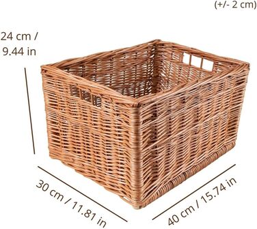 Великий плетений кошик для зберігання Creative Home 40 x 30 x 24 см (/- 2 см) Ручне плетення, міцний Плетений кошик з натуральних матеріалів з ручками Для полиць, іграшок, інструментів, ванної кімнати 40 x 30 x 24 см Коричневий 1