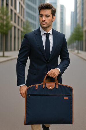 Костюмна сумка - Костюмна сумка для чоловіків та жінок - для 1-2 костюмів, з плечовим ремінцем, кишенею на блискавці - Складана дорожня сумка, сумка для сорочки, захисний чохол - Niles Коричнево-синій темно-синій/коричневий