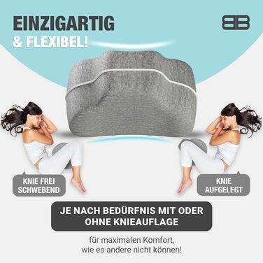 Подушка для колін BACK BODYGUARD для сну на боці - Подушка для ніг - Подушка для сну на боці з чохлом - Позиціонуюча подушка для дорослих - Подушка для ніг - Подушка для колін для сну на боці - Наколінний валик (Подушка сірий чохол)