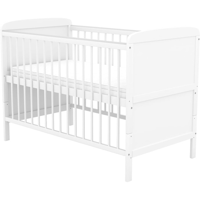 Дитяче ліжечко 70x140 см біле дитяче ліжко, що трансформується в дитяче ліжко &quotНаталі&quot, масив сосни, з прорізувачами