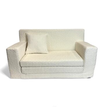 Дитячий диван FORTISLINE, розкладний, тканина з плюшевим мишеням - ігровий диванчик для дітей з функцією сну - дитячий диванчик 83x47x43 см - м&39який пінний диванчик-ліжко, сертифікований Oeko-TEX, бежевий