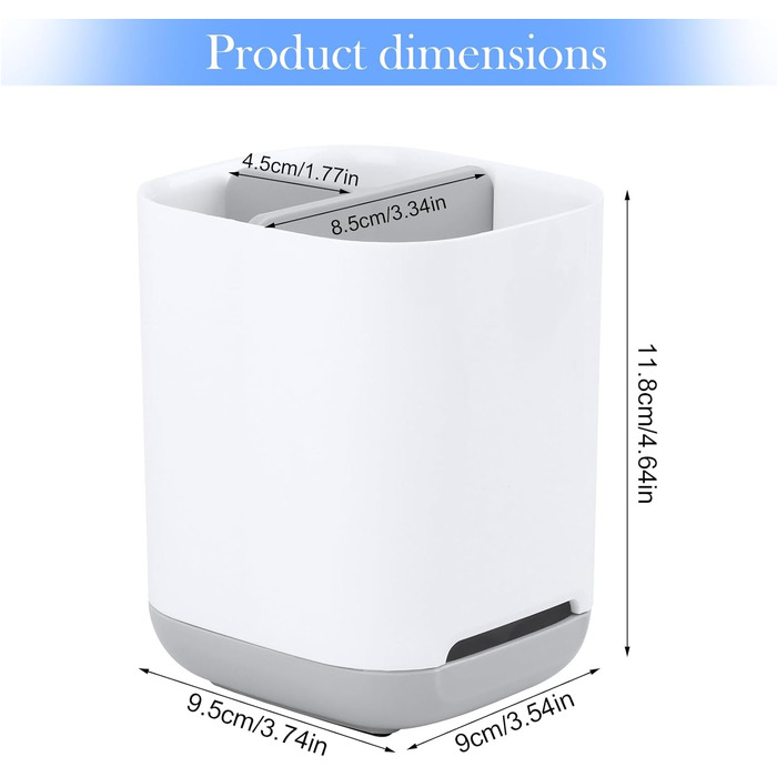 Тримач для зубних щіток, чашка для зубних щіток, знімний пластиковий тримач для зубних щіток, тримач для зубних щіток, тримач для електричних зубних щіток для ванної кімнати зі зливним отвором, 2 відділення для зубних щіток 1 слот для зберігання