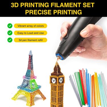 300 Pieces 3D Pen Filament, 2.5mm 3D Printing Pen Filament Pack, Filapen Refill Pack, 300 Pieces 3D Pen Filament, 2.5mm 3D Printing Pen Filament Pack, Filapen Refill Pack