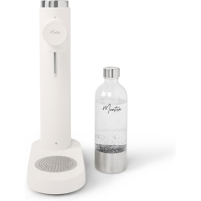 Машина для блискучої води в матовому білому кольорі - включає пляшку для води об'ємом 900 мл - виготовлена з нержавіючої сталі - сумісна з циліндрами Sodastream, що закручуються 60 л / 425 г, матовий білий