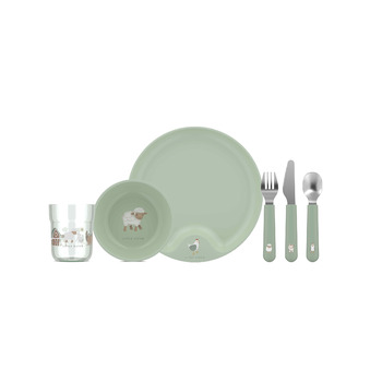 Дитячий набір посуду, 6 предметів Mepal Mio Дитячий посуд Включає дитячу склянку, дитячу тарілку, дитячу миску та дитячі столові прибори Можна мити в посудомийній машині та не містить BPA 6 предметів Little Farm