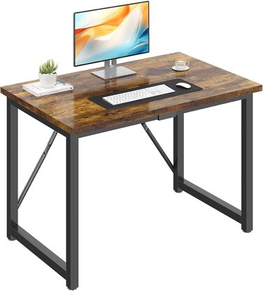 Письмовий стіл 100 x 50 x 75 см, Комп&39ютерний стіл з регульованими ніжками, гачками, вантажопідйомність 60 кг та водонепроникна стільниця, для домашнього офісу та навчання, вінтажний коричневий 100 x 50 см коричневий