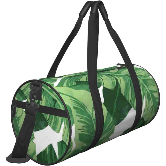 Дорожня сумка з дизайном черепа, кругла, великої місткості, легка та міцна, чудовий подарунок для походів, відпустки, ділових поїздок та іншого. Стильні зелені пальмові листки. Універсальний розмір.