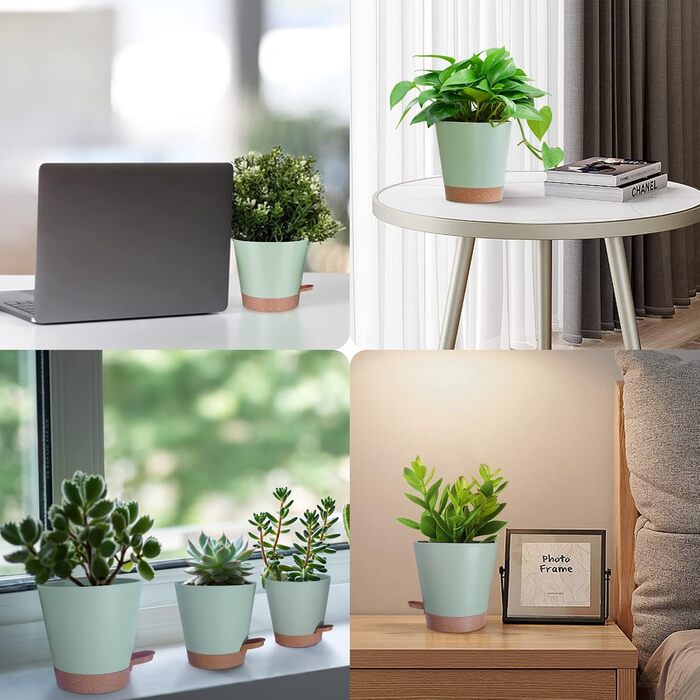 Пакетів пластиковий квітковий горщик з системою поливу, 17.8/16.5/15.2/13.9/12.7 см самополивальна сівалка з блюдцем кругла сівалк