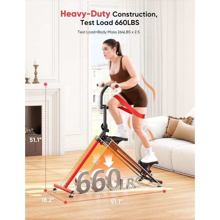 Степер для сходів YOLEO для дому, складаний степер з 3 режимами тренувань, компактний складаний кардіо-тренажер для скелелазіння з симуляцією лиж та сходами XXL, 90 попередньо зібраний Stairmaster з ручкою