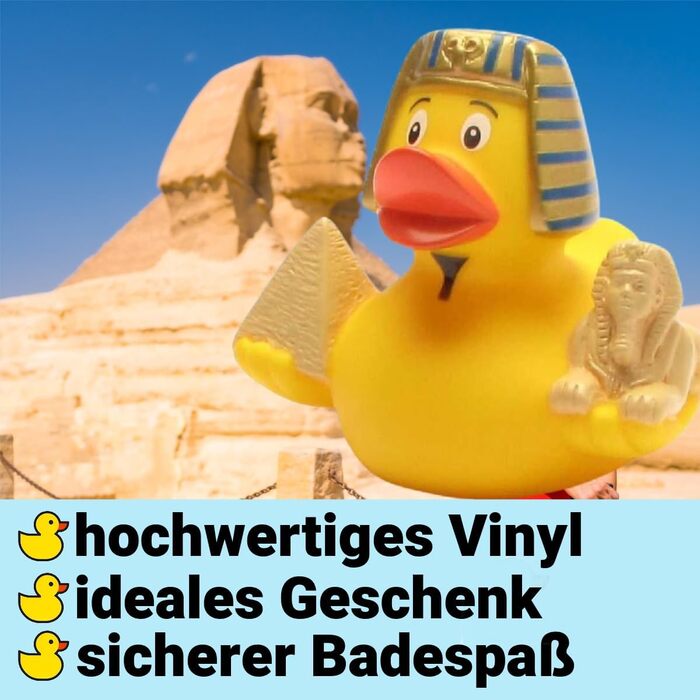Єгипет I Squeaking Duck - L 7,5 см I Включає брелок у вигляді гумової качечки I Подарунок для любителів Єгипту I Подарунок для ман