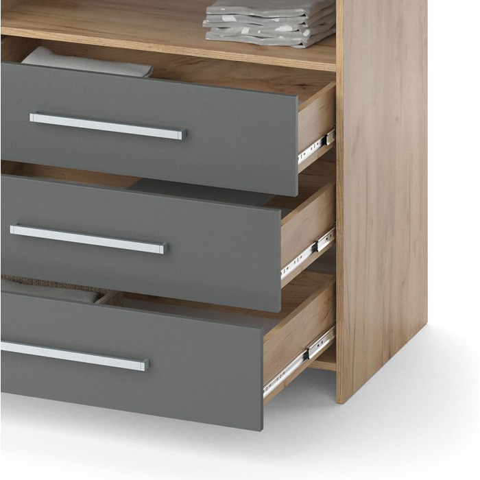 Пеленальний блок Vicco Oskar, золотий дуб/антрацит, 113 x 100 см золотий дуб 53D x 113W x 100H см (3 шухляди)