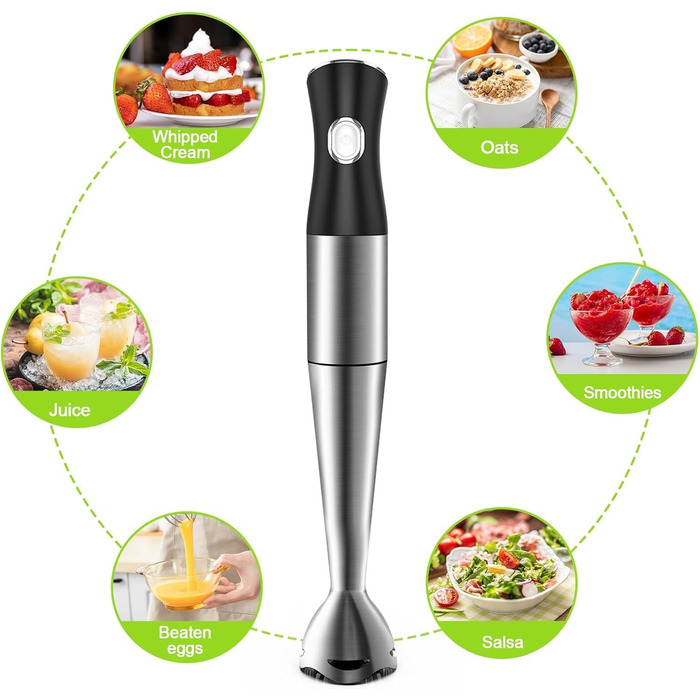 Набір ручних блендерів NWOUIIAY 1200 Вт 6 в 1 Ручний блендер Ручний блендер Електричний відповідний подрібнювач, блендер для подрібнення, подрібнення, перемішування, змішування та подрібнення льоду