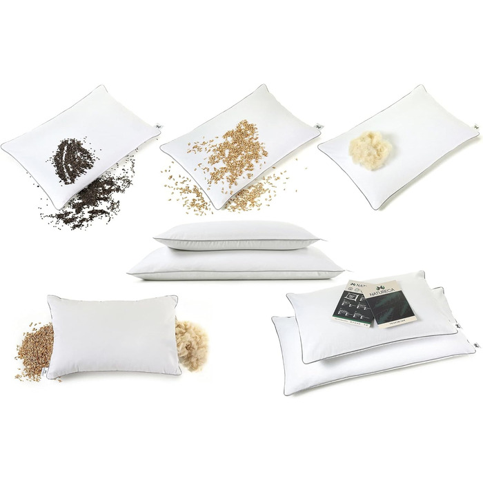 Подушка зі спельти 40x80 см, ортопедична подушка для підтримки шиї від болю в шиї, подушка для сну на боці, чохол 100 бавовна, подушка для шиї з наповнювачем з лушпиння спельти для спокійного сну, 40 x 80 см