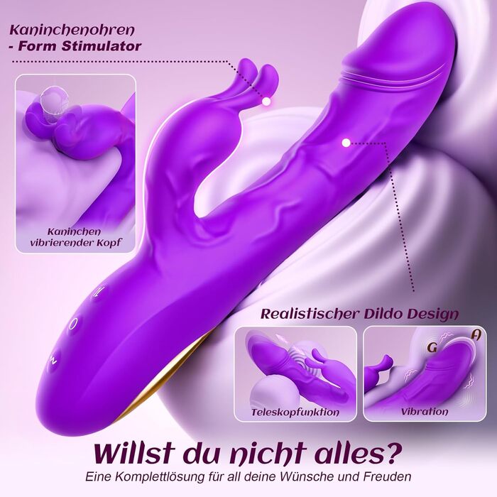 Rabbit-вібратор Gobeken, фіолетовий, 3в1, 10 режимів
