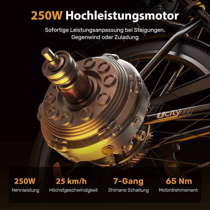 Електровелосипед Finbike для дорослих 250 Вт, 14&quot/16&quot/26&quot гірський та складний, електричний велосипед із запасом ходу 25/55 миль, 25 км/год для чоловіків та жінок, 7-швидкісна коробка передач, амортизація, 26 дюймів - 36 В 13 Аг - Ucitys Black