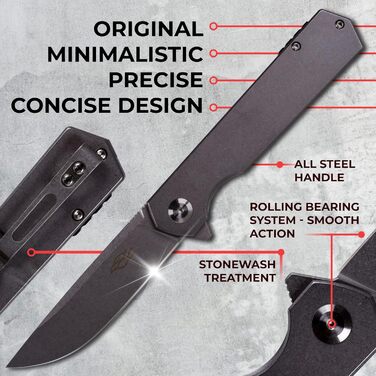 Складаний ніж Лезо зі сталі D2 Рукоятка з кліпсою Гострий одноручний ніж з піхвами і шарикопідшипником Кемпінг Полювання Риболовля