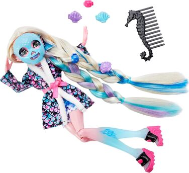 Лялька Monster High, набір для спа-дня Lagoona Blue з аксесуарами Wear and Share, такими як шпильки для волосся, крейда для волосся та татуювання (HKY69)